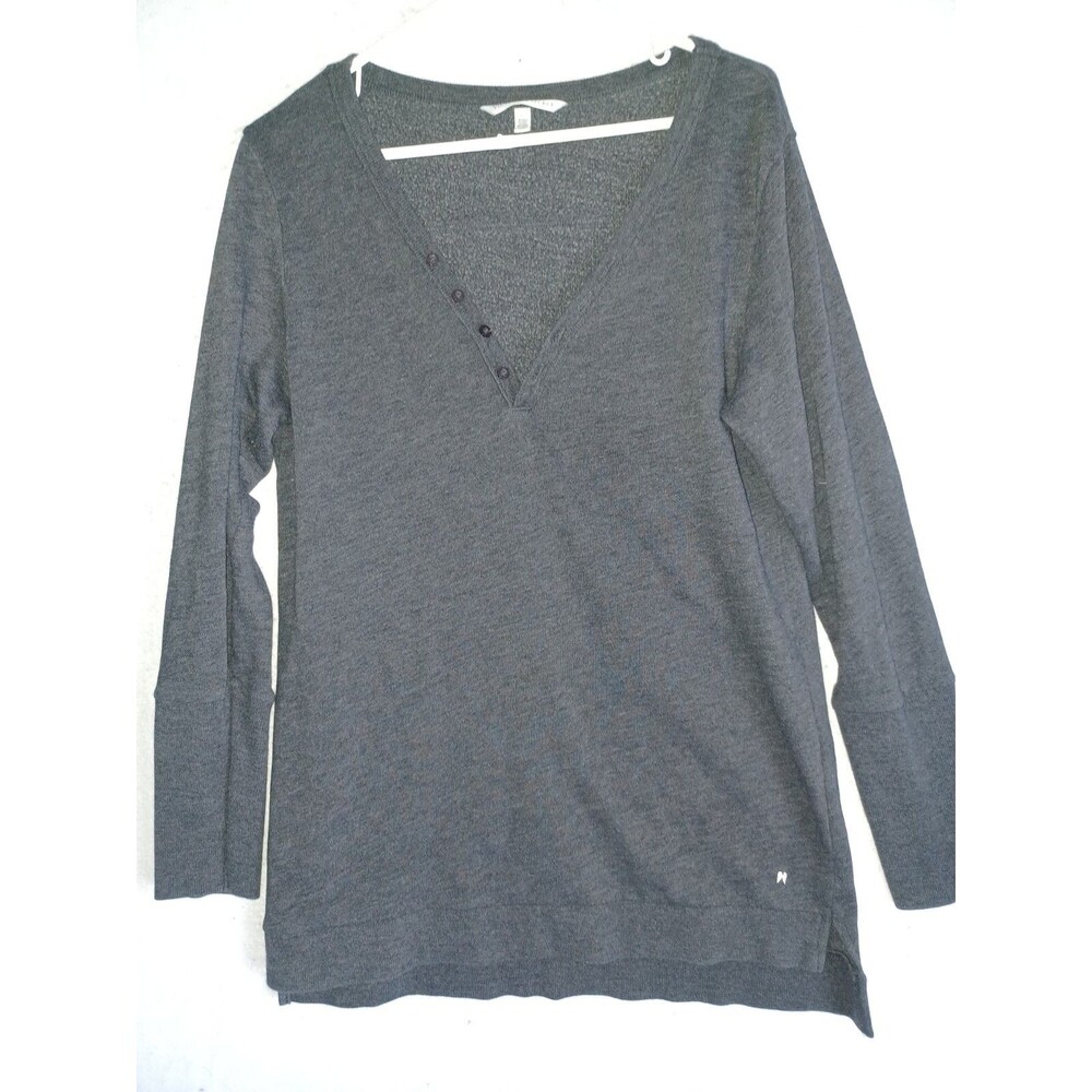 Victoria Secret Pullover Women's L Gray Sweatshirt fleece henley Angel wing
